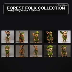 Forest Folk Collection – 10 High-Poly Kitbash Characters