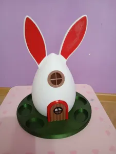 Bunny house ornament for eggs with light