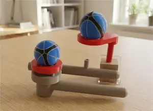 3D Printed Mechanical Desk Toy with Floating Basketballs