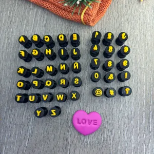 ALPHABET MINI STAMPS. FONT ARIAL ROUND