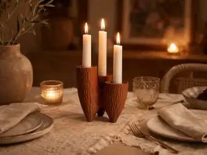 Carved Wood Holder (Candle & Tealight)