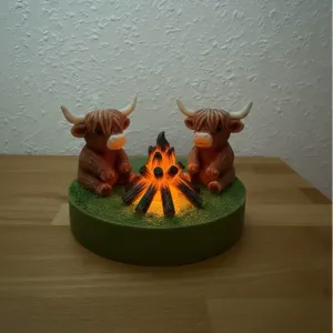 Highland Cows Campfire – LED Mood Light