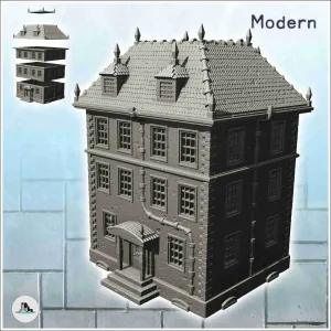 Large modern house with roof spikes and triple floors (6) -