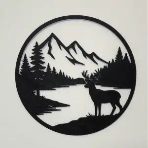 Deer & Mountain Silhouette Wall Art