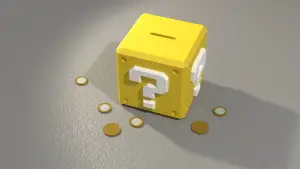 Mystery Cube Piggy Bank – Super Mario Inspired (120×120×120