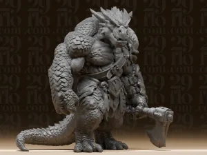 #090 Massive Dragonborn Brute Warrior Miniature