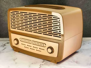 Vintage Radio Tissue Dispenser with Storage Compartment