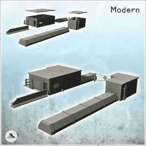 Checkpoint with gate, two buildings and concrete parapet (5)