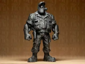 #091 Stylized Muscular Soldier with Cigar