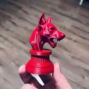 Dog Dobermann stand animal miniature head sculpture