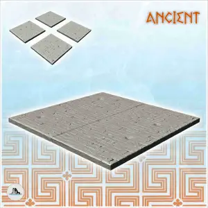 Set of four urban rectangular paving tiles (6) - scenery anc