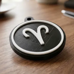 Minimalist Zodiac Keychain – Aries – 3D Printed Gift