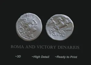 Roma and Victory Silver Denarius 3D print model