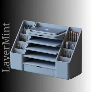 Multi-Layer Desk Organizer with Drawers and Side Compartment