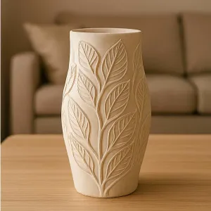 Vaso com relevo de folhas