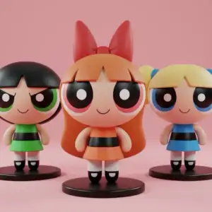 Stylized Powerpuff Girls figurines