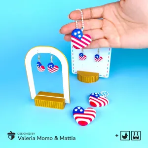 USA Heart Keychain Earrings – 4th of July Edition