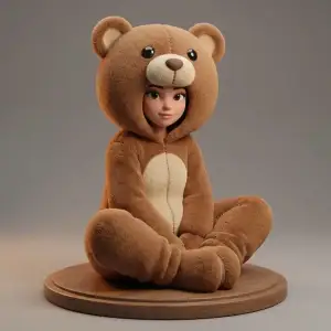 Girl in Teddy Bear outfit.