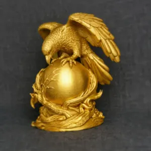 Mystic Raven On Fortune Telling Sphere Crystal Ball Statue