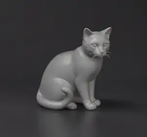 Realistic Sitting Cat Figurine | Detailed Feline