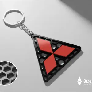 Mitsubshi honeycomb logo keychain