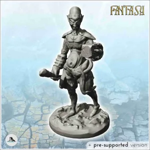 Goblin shaman with wooden staff and magic stone (12) - minia