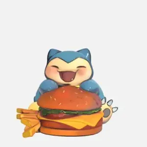 Cute Snorlax with Burger and fries Pokémon