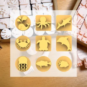 Ceramic Clay Stamp Set – Sea Animals (9 Stamps, 20 mm)