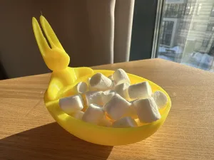 Rabbit in egg bath bowl