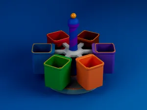 Rotating Carousel Desk Organizer | 6 Removable Buckets
