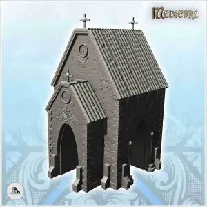 Christian mausoleum with cross and tile roof (1) - miniature