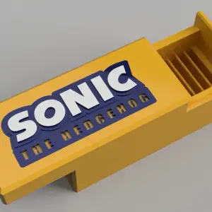 Nintendo 3DS or similar game cartridge case with Sonic theme