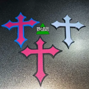 Gothic-Style Pointed Cross pattée Raised and Flat multicolor