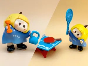 yoyo酱爱运动(乒乓球拍、乒乓球台、网球拍、壶铃、哑铃)