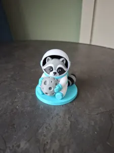 Cute Astronaut Raccoon with Moon