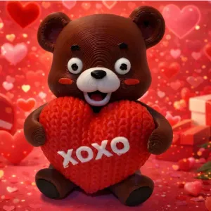 Valentine Bear with Knitted Heart