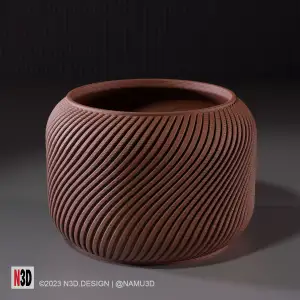 Vase 0002 B - Bulky pot twisted vase