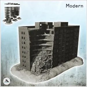 Large damaged modern apartment building with flat roof (1)