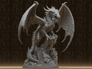 #174 Roaring Fantasy Dragon Statue - Winged Beast