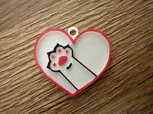 Cat paw in heart keychain
