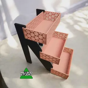 3 Tiered and 2 Tiered Geometric Lattice Display Shelf