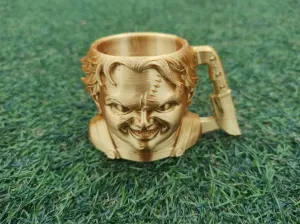 Stitched Horror Doll Face Mug – Creepy Grin Monster Cup