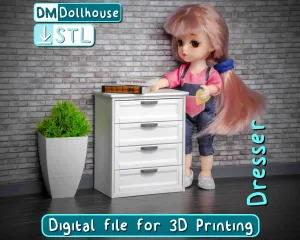 Dollhouse DRESSER with 4 Drawers 1:12 Scale