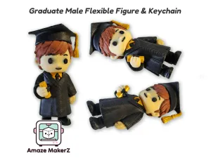 Graduate Male Flexi + Keychain | Multicolor 3D Printing