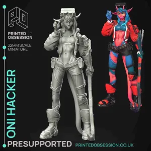 Oni Hacker - Cute Anime Girl - PRESUPPORTED - 120mm