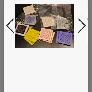 cross stich square keychain