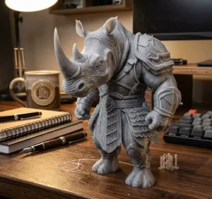 humanoid rhinoceros in armor