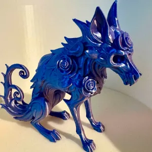 Rose flower skull wolf