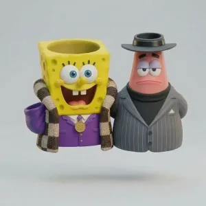 Spongebob & Patrick Miniature ring & loop earing holder