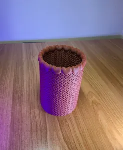 Heart Crochet Pen Organizer – Textured Desk Holder